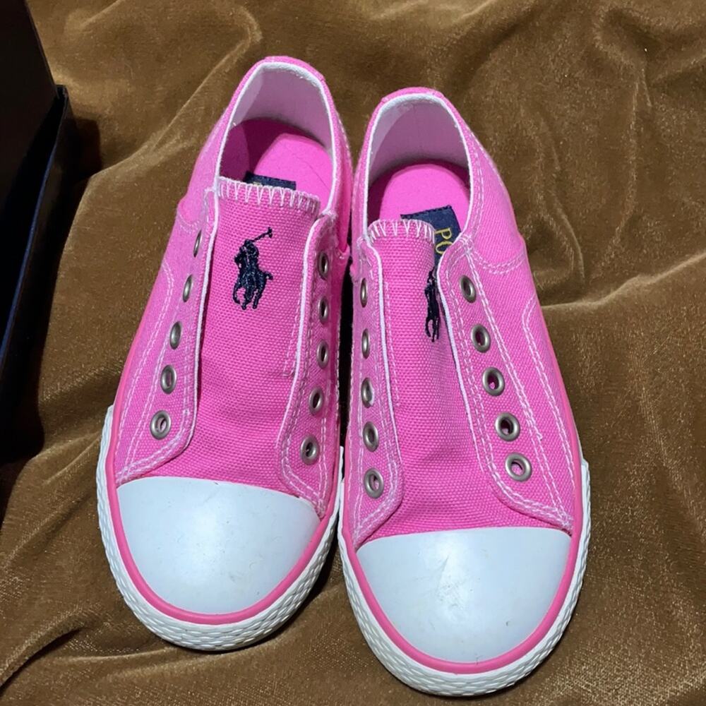 Ralph Lauren 10.5 hot pink slip on tennis shoe euc